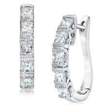 Afbeelding in Gallery-weergave laden, Dames Princess Cut Diamond Hoop Earring massief goud 14K 6 karaat - harrychadent.nl