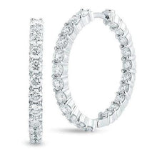 Afbeelding in Gallery-weergave laden, Dames hoepel oorbellen 7 ct ronde geslepen diamanten wit goud 14k