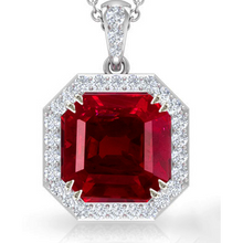 Afbeelding in Gallery-weergave laden, Dames ronde diamanten Halo edelsteen hanger Asscher geslepen robijn 12 karaat - harrychadent.nl