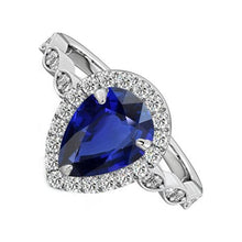 Afbeelding in Gallery-weergave laden, Diamant Halo Peer Geslepen Sri Lankaanse Saffier Ring 4 karaat - harrychadent.nl