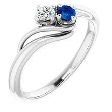 Afbeelding in Gallery-weergave laden, Diamant Ronde Blauwe Saffier Bypass Instelling Ring 1,50 karaat - harrychadent.nl