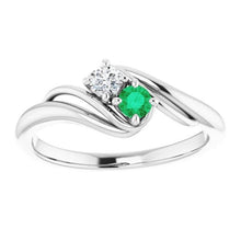 Afbeelding in Gallery-weergave laden, Diamant Ronde Groene Smaragd Bypass instelling Ring 1,50 karaat - harrychadent.nl