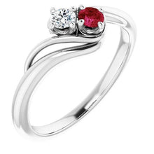 Afbeelding in Gallery-weergave laden, Diamant Ronde Ruby Bypass Instelling Ring 1,50 Karaat Wit Goud 14K - harrychadent.nl