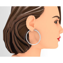 Afbeelding in Gallery-weergave laden, Diamant hoepel oorbellen 8 karaat 3 mm breed 1,5 "dia. Elk goud - harrychadent.nl