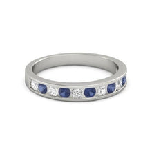 Afbeelding in Gallery-weergave laden, Diamant ronde blauwe saffier band 2,50 karaat witgoud 14K sieraden - harrychadent.nl