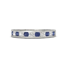 Afbeelding in Gallery-weergave laden, Diamant ronde blauwe saffier band 2,50 karaat witgoud 14K sieraden - harrychadent.nl