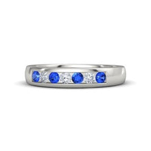 Afbeelding in Gallery-weergave laden, Diamant ronde blauwe saffier band 2,50 karaat witgoud 14K - harrychadent.nl