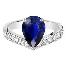 Afbeelding in Gallery-weergave laden, echte round saffier 4karaat ring vooraanzicht
