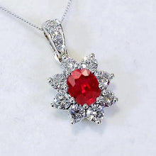Afbeelding in Gallery-weergave laden, Diamanten hanger 1 inch 3,45 karaat robijn lotusbloem wit goud 14K - harrychadent.nl