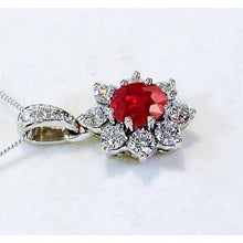 Afbeelding in Gallery-weergave laden, Diamanten hanger 1 inch 3,45 karaat robijn lotusbloem wit goud 14K - harrychadent.nl