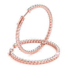 Afbeelding in Gallery-weergave laden, Diamanten hoepel oorbellen 4 karaat U-tanden instelling Rose goud 14K - harrychadent.nl