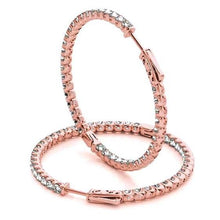 Afbeelding in Gallery-weergave laden, Diamanten hoepel oorbellen 4 karaat U-tanden instelling Rose goud 14K - harrychadent.nl