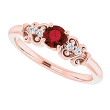 Afbeelding in Gallery-weergave laden, Diamanten ring 1.10 karaat Birma Ruby antieke stijl Rose goud 14K - harrychadent.nl