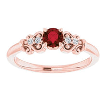 Afbeelding in Gallery-weergave laden, Diamanten ring 1.10 karaat Birma Ruby antieke stijl Rose goud 14K - harrychadent.nl
