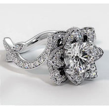 Afbeelding in Gallery-weergave laden, Diamanten ring lotusbloem 2,50 karaat 4 tanden wit goud - harrychadent.nl