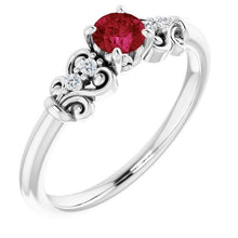 Afbeelding in Gallery-weergave laden, Diamanten ronde Ruby Fancy Ring 1.40 karaat witgoud 14K - harrychadent.nl