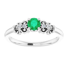Afbeelding in Gallery-weergave laden, Diamanten ronde groene smaragd ring 1,40 karaat witgoud 14K sieraden - harrychadent.nl