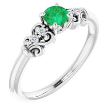 Afbeelding in Gallery-weergave laden, Diamanten ronde groene smaragd ring 1,40 karaat witgoud 14K sieraden - harrychadent.nl
