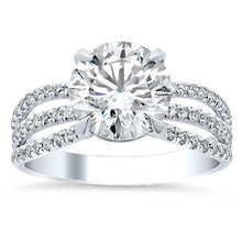 Afbeelding in Gallery-weergave laden, Diamanten verlovingsring 5 karaat drievoudige schacht effenen wit goud 14K - harrychadent.nl