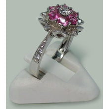 Afbeelding in Gallery-weergave laden, Diamanten en roze saffieren 1,15 ct. Bloem Stijl Ring Wit Goud 14K - harrychadent.nl