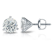 Afbeelding in Gallery-weergave laden, Drie Prong Set Diamond Lady Studs oorbellen 2,0 karaat witgoud 14K - harrychadent.nl