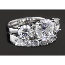 Afbeelding in Gallery-weergave laden, Drie-Stone 5 Karaat Ronde Jubileum Ring Set Wit Goud 14K - harrychadent.nl