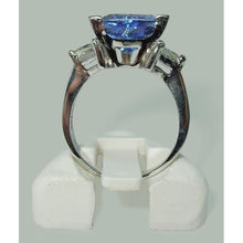 Afbeelding in Gallery-weergave laden, Drie stenen ring Trilliant geslepen blauwe diamant edelsteen 6.5 karaat WG 14K - harrychadent.nl