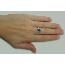 Afbeelding in Gallery-weergave laden, Drie stenen ring Trilliant geslepen blauwe diamant edelsteen 6.5 karaat WG 14K - harrychadent.nl