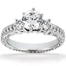 Afbeelding in Gallery-weergave laden, Drie stenen verlovingsring 2 Ct. Antieke stijl wit goud 14K - harrychadent.nl