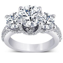 Afbeelding in Gallery-weergave laden, Drie stenen verlovingsring Pave Diamonds 4,75 karaat goud wit 14K - harrychadent.nl