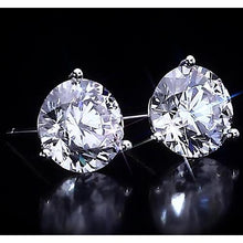 Afbeelding in Gallery-weergave laden, Driepuntige Stud oorbel ronde diamant 2,50 karaat sieraden - harrychadent.nl