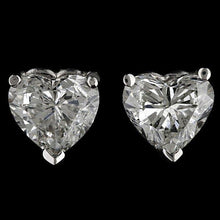 Afbeelding in Gallery-weergave laden, Echte Prong Set Heart Cut Solitaire DiamantStud oorbel Solid Gold Jewelry - harrychadent.nl