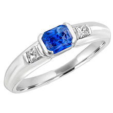 Afbeelding in Gallery-weergave laden, Edelsteen Heren Ring Prinses Diamanten Gold Bar Set Blauwe Saffier 1.75 Ct