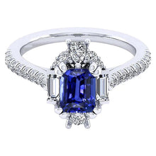 Afbeelding in Gallery-weergave laden, Edelsteen Ring Smaragd Saffier Stokbrood & Pave Set Diamant 3,50 Karaat