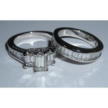 Afbeelding in Gallery-weergave laden, Emerald Cut & Baguettes geslepen diamanten ring 3,53 karaat witgoud 14K - harrychadent.nl