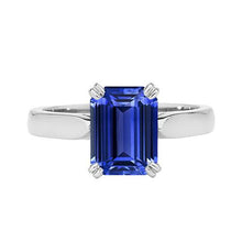 Afbeelding in Gallery-weergave laden, Emerald Solitaire Ring met blauwe saffier 3 karaats tandenset - harrychadent.nl