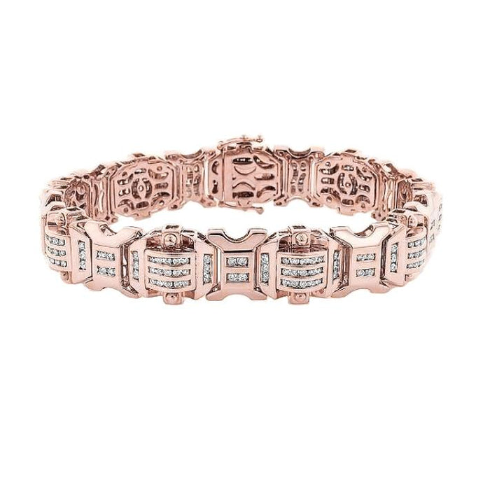 Fonkelende 12 karaats diamanten heren armband rosé goud 14K - harrychadent.nl