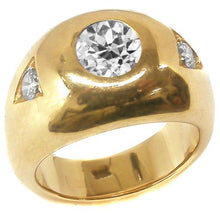 Afbeelding in Gallery-weergave laden, Geelgouden herenring oud geslepen ronde diamanten drie stenen 2,25 karaat - harrychadent.nl