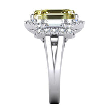 Afbeelding in Gallery-weergave laden, Gele Kanarie Smaragd Diamanten Ring Halo Stijl