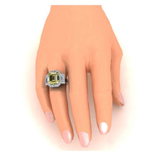 Afbeelding in Gallery-weergave laden, Gele Kanarie Smaragd Diamanten Ring Halo Stijl