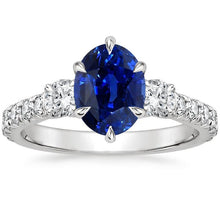 Afbeelding in Gallery-weergave laden, Gouden jubileum Solitaire blauwe saffier met accenten Ring 4,50 karaat - harrychadent.nl