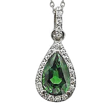 Afbeelding in Gallery-weergave laden, Groene smaragd diamanten edelsteen hanger peer ketting 2,51 ct. WG 14K - harrychadent.nl