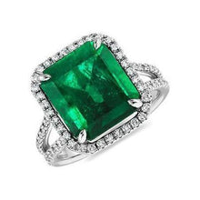 Afbeelding in Gallery-weergave laden, Groene smaragd diamanten edelsteen verlovingsring 10.50 karaat WG 14K - harrychadent.nl
