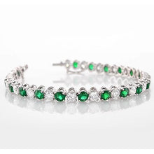 Afbeelding in Gallery-weergave laden, Groene smaragd en diamanten tennisarmband 33,25 karaat damessieraden - harrychadent.nl
