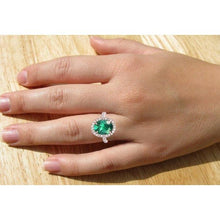 Afbeelding in Gallery-weergave laden, Groene smaragd en diamanten trouwring 5,45 karaat - harrychadent.nl