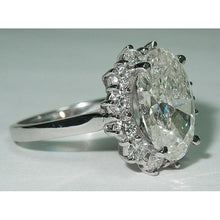 Afbeelding in Gallery-weergave laden, Grote ovale bloem stijl diamanten halo ring 4.75 karaat dames wit goud 14K sieraden - harrychadent.nl