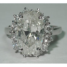 Afbeelding in Gallery-weergave laden, Grote ovale bloem stijl diamanten halo ring 4.75 karaat dames wit goud 14K sieraden - harrychadent.nl