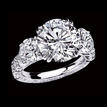Afbeelding in Gallery-weergave laden, Grote ronde 6 ct. Diamanten Ring met 3 stenen Witgoud 14K Nieuw - harrychadent.nl