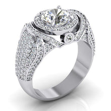 Afbeelding in Gallery-weergave laden, Grote ronde diamanten herenring met accenten 5,50 karaat witgoud 14K - harrychadent.nl