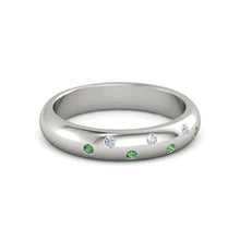 Afbeelding in Gallery-weergave laden, Gypsy diamant groene smaragd band 1,10 karaat witgoud 14K